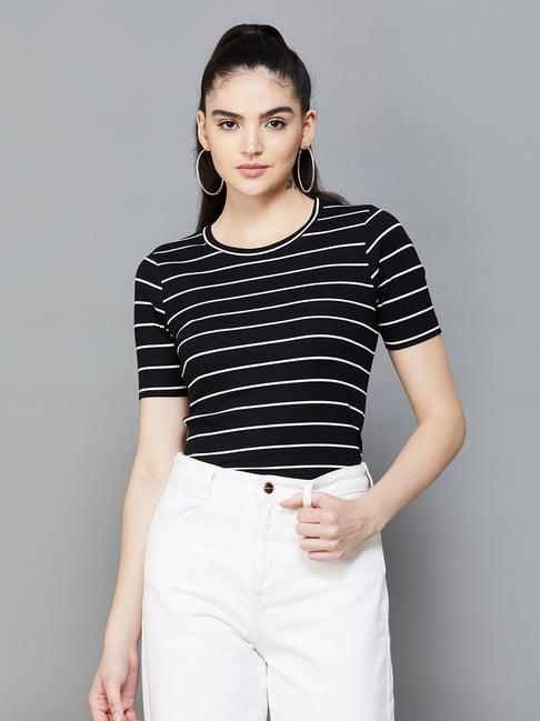 code by lifestyle black & white cotton striped top