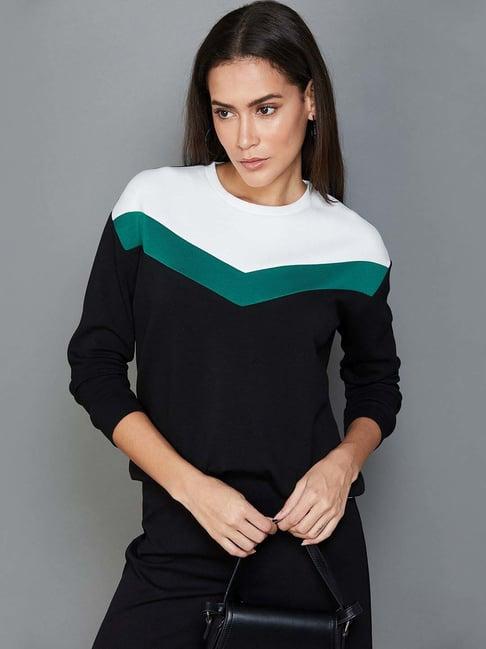 code by lifestyle black color-block sweatshirt