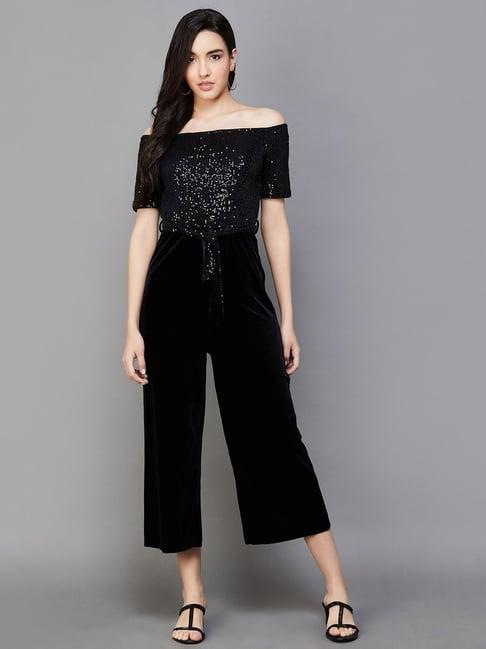 code by lifestyle black embellished jumpsuit