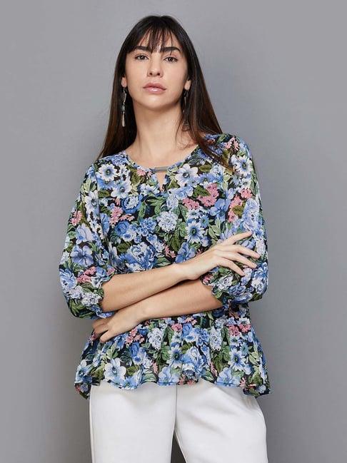code by lifestyle black floral print top