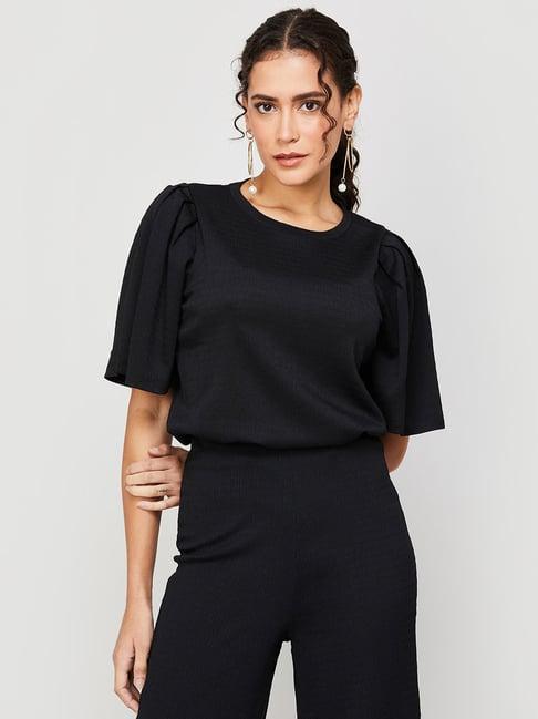 code by lifestyle black half sleeves top