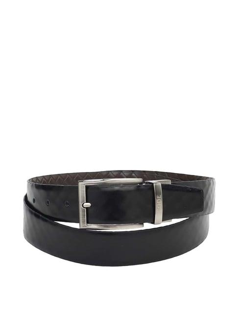 code by lifestyle black leather reversible belt for men