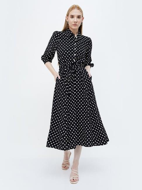 code by lifestyle black printed shirt dress