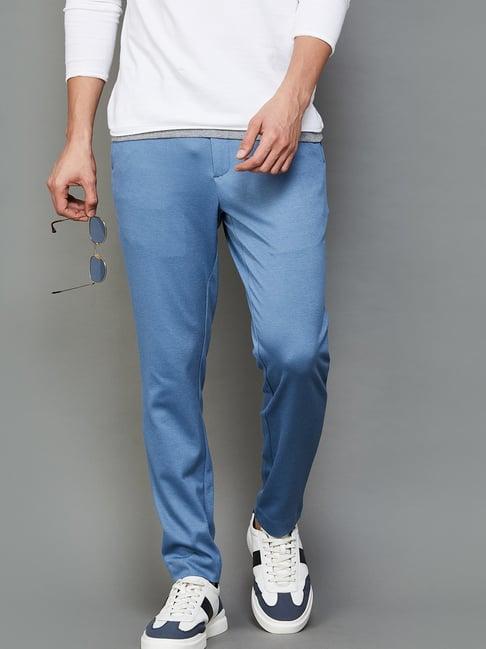 code by lifestyle blue regular fit trousers