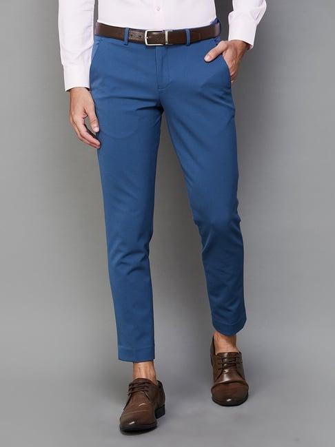 code by lifestyle blue regular fit trousers