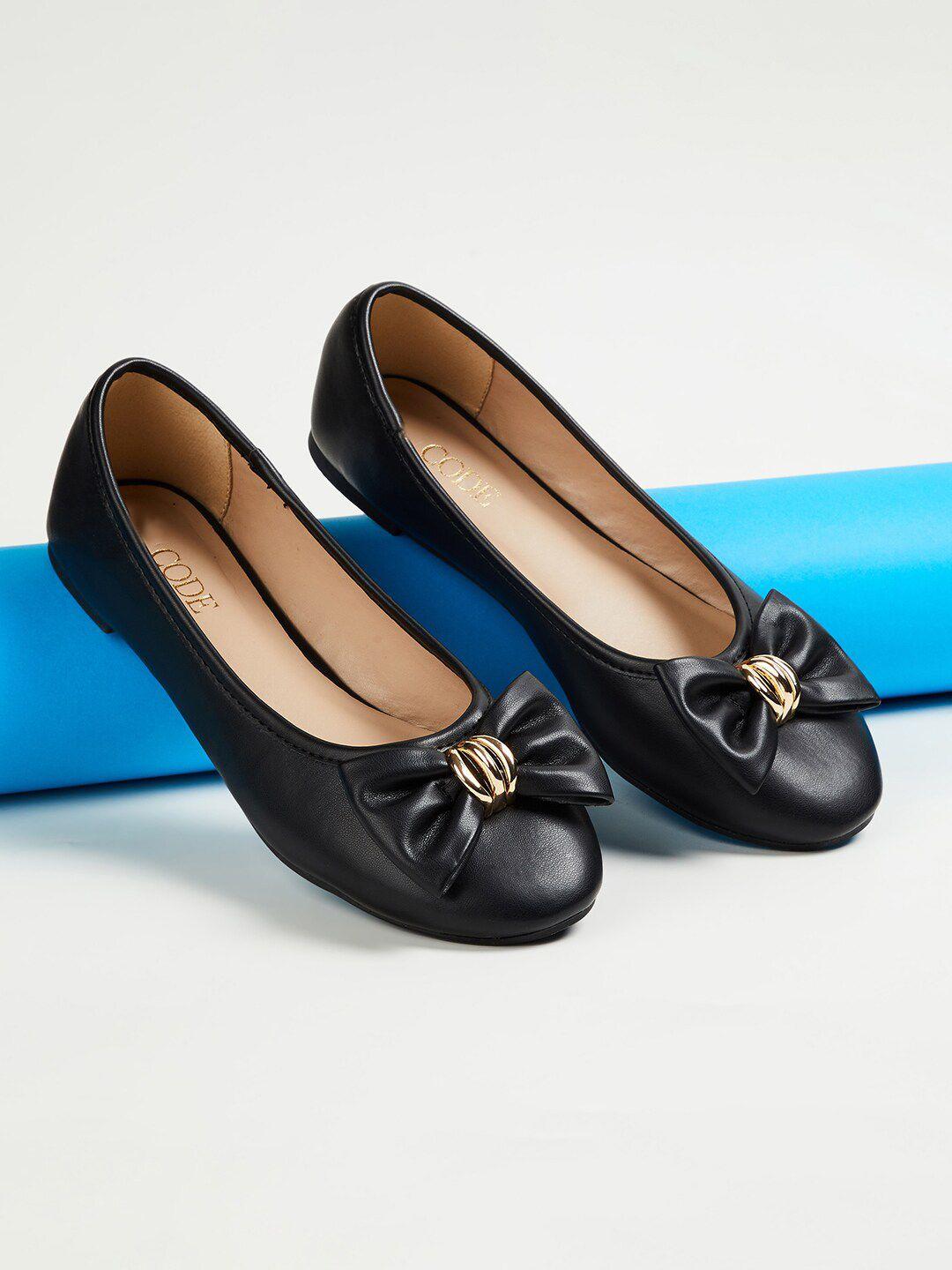 code by lifestyle bow detail round toe ballerinas