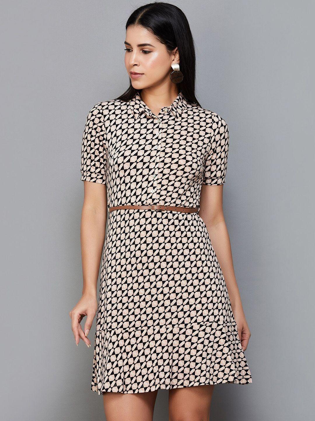 code by lifestyle brown print short dress