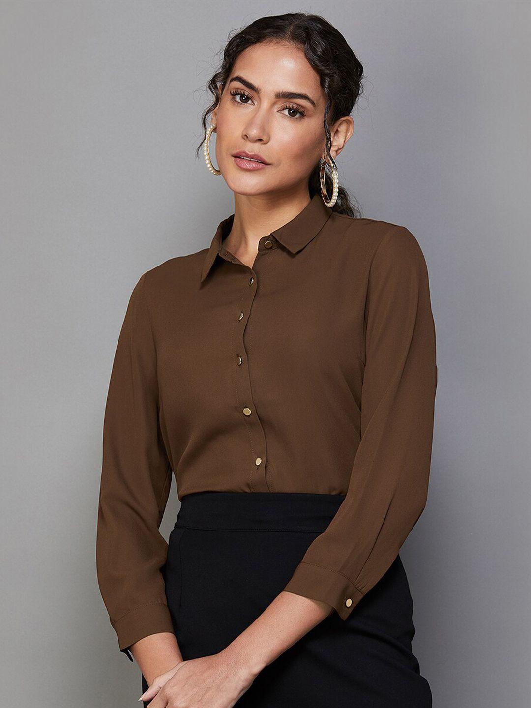 code by lifestyle brown shirt style top