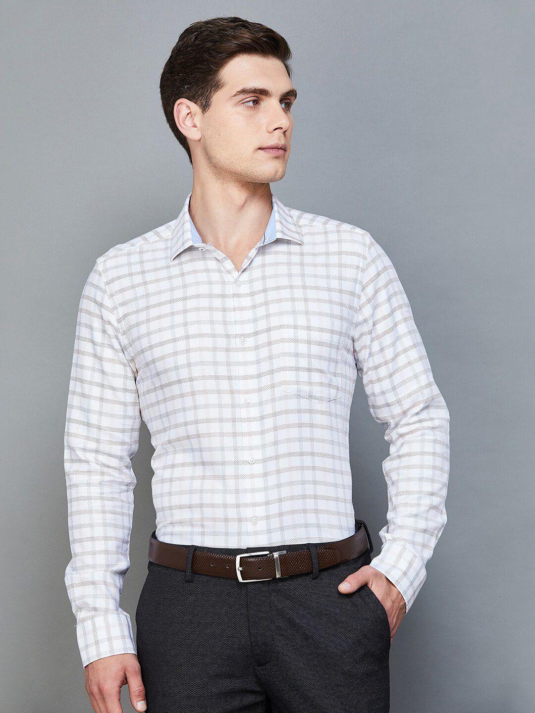 code by lifestyle checked cotton formal shirt