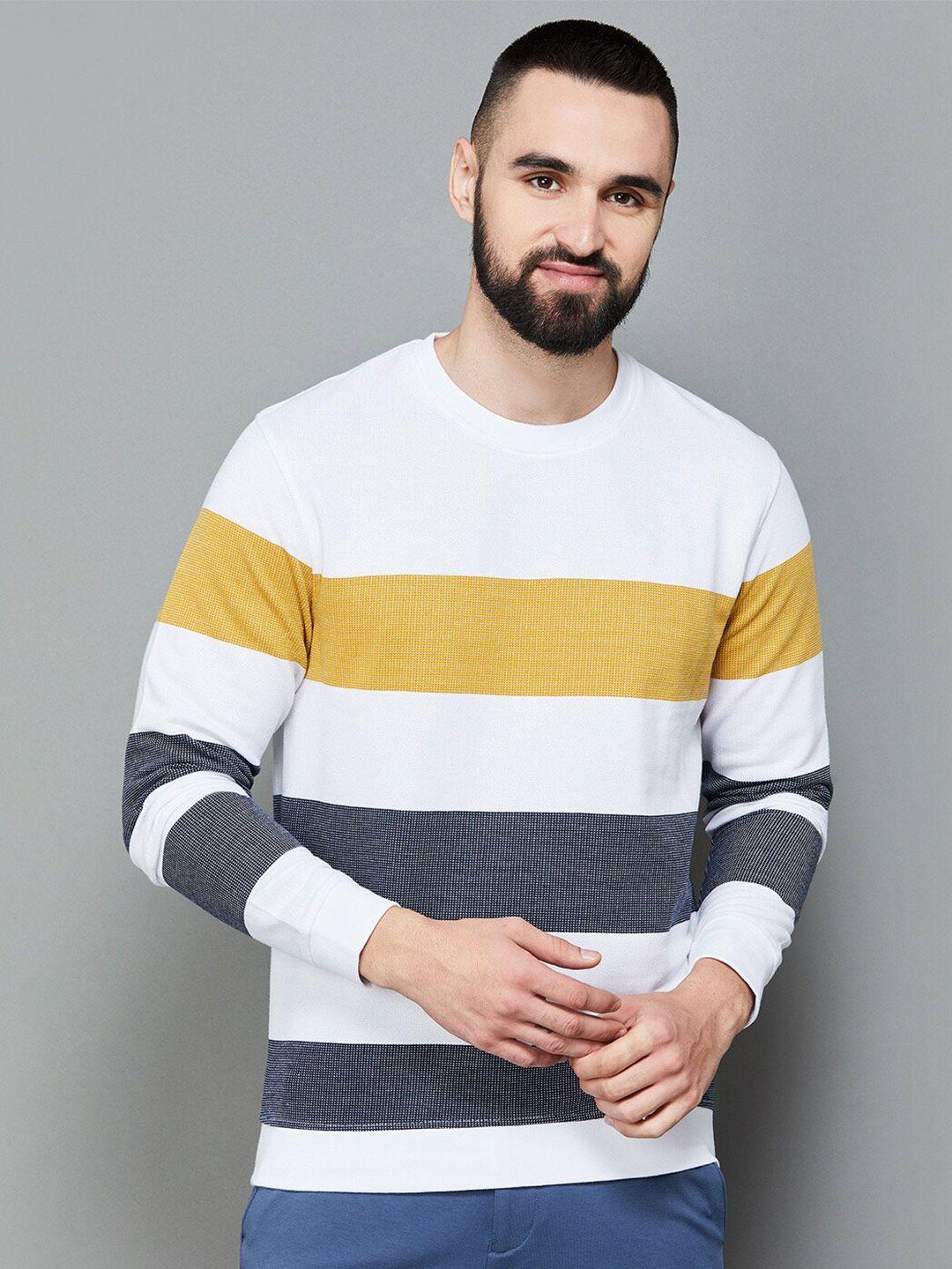 code by lifestyle colourblocked round neck cotton pullover sweatshirt