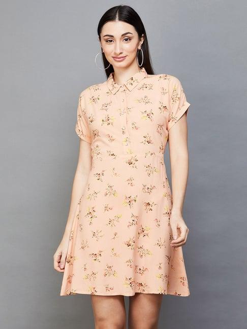 code by lifestyle coral floral print a line dress