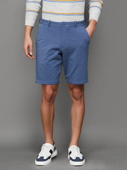 code by lifestyle dark blue regular fit shorts