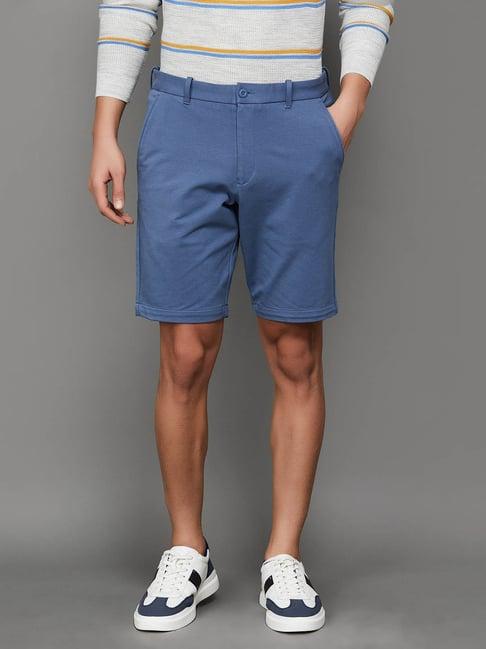 code by lifestyle dark blue regular fit shorts