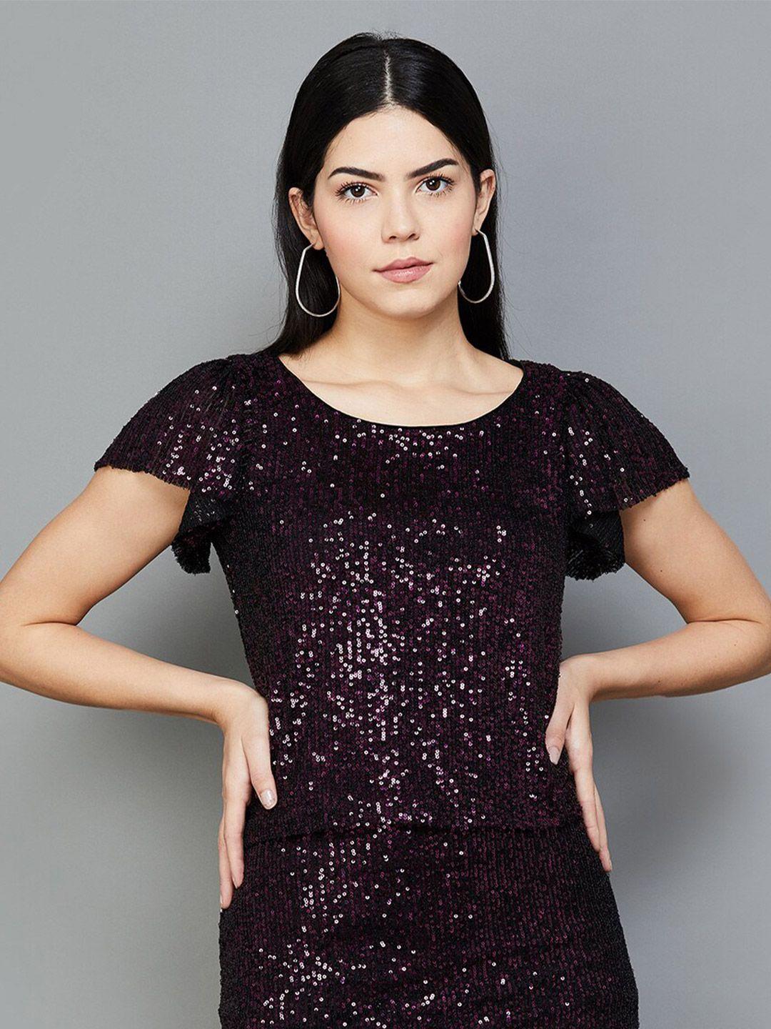 code by lifestyle embellished flared sleeve crop top