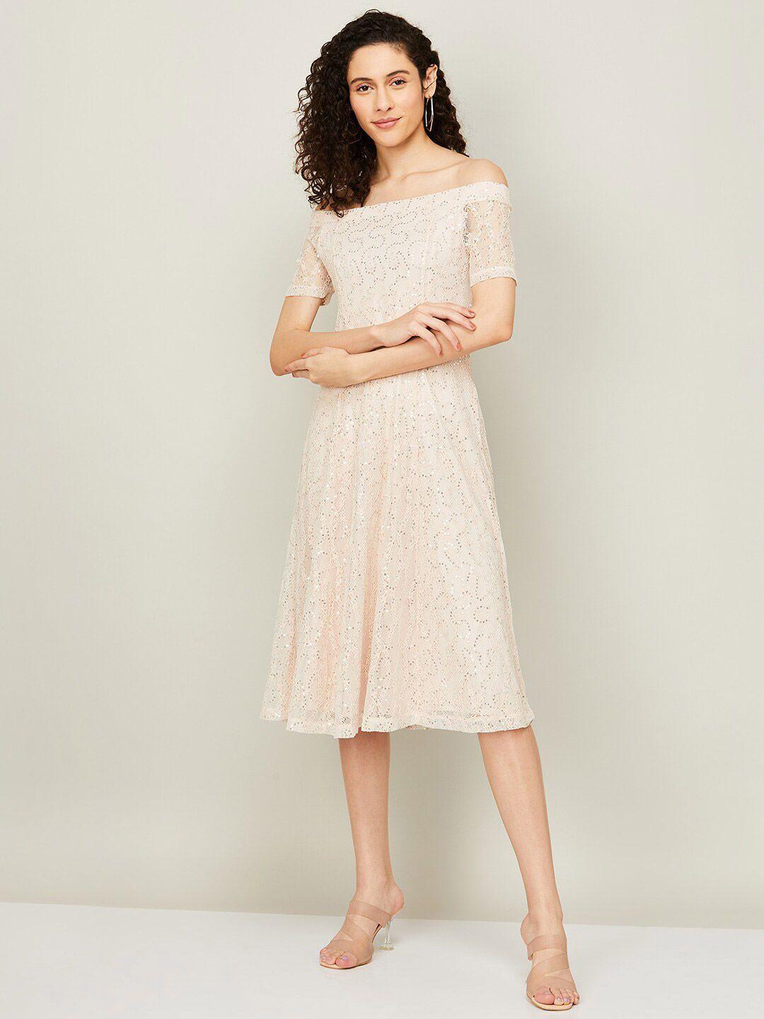 code by lifestyle embellished sequined off-shoulder lace dress