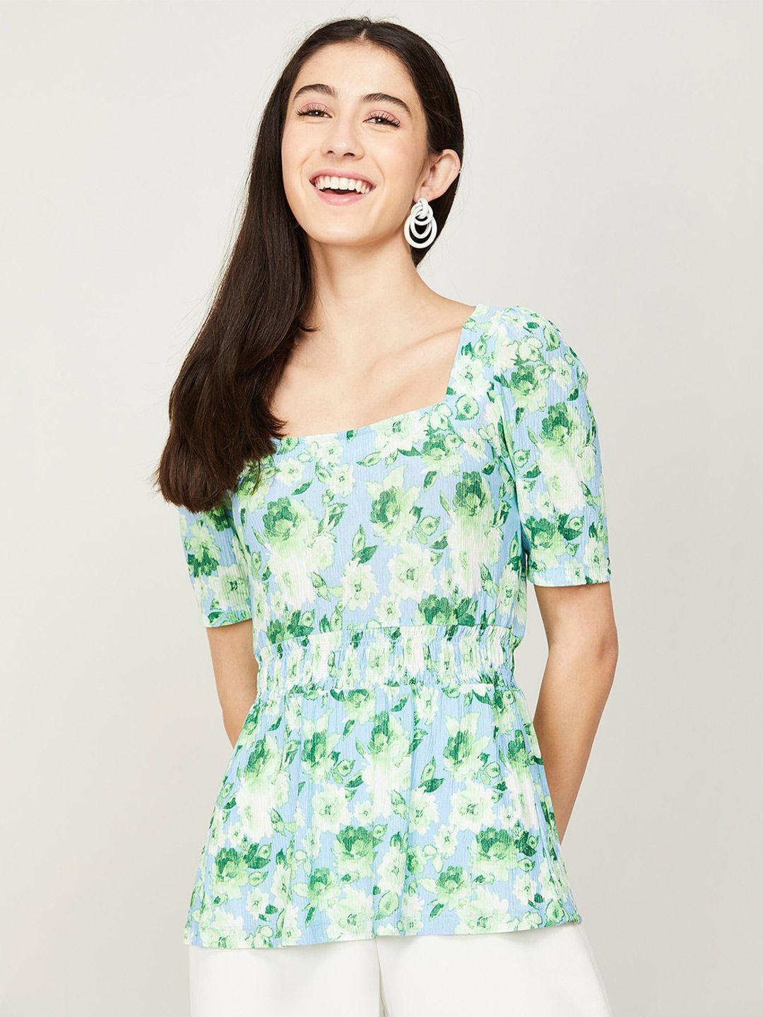 code by lifestyle floral print cinched waist top