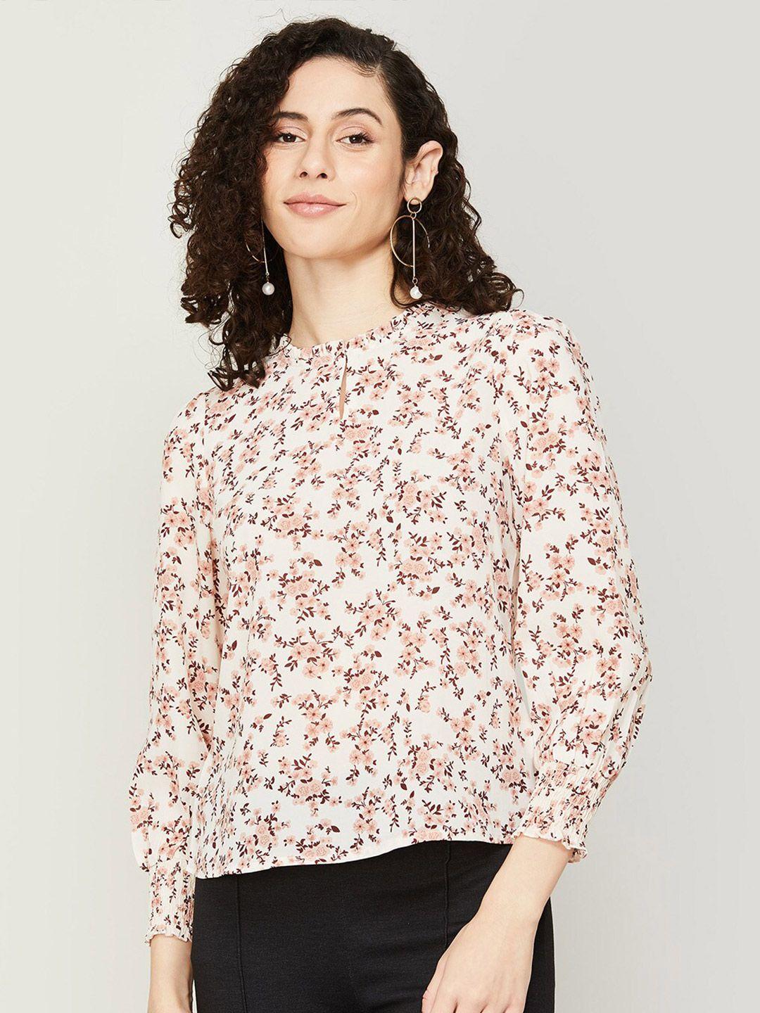 code by lifestyle floral print keyhole neck top