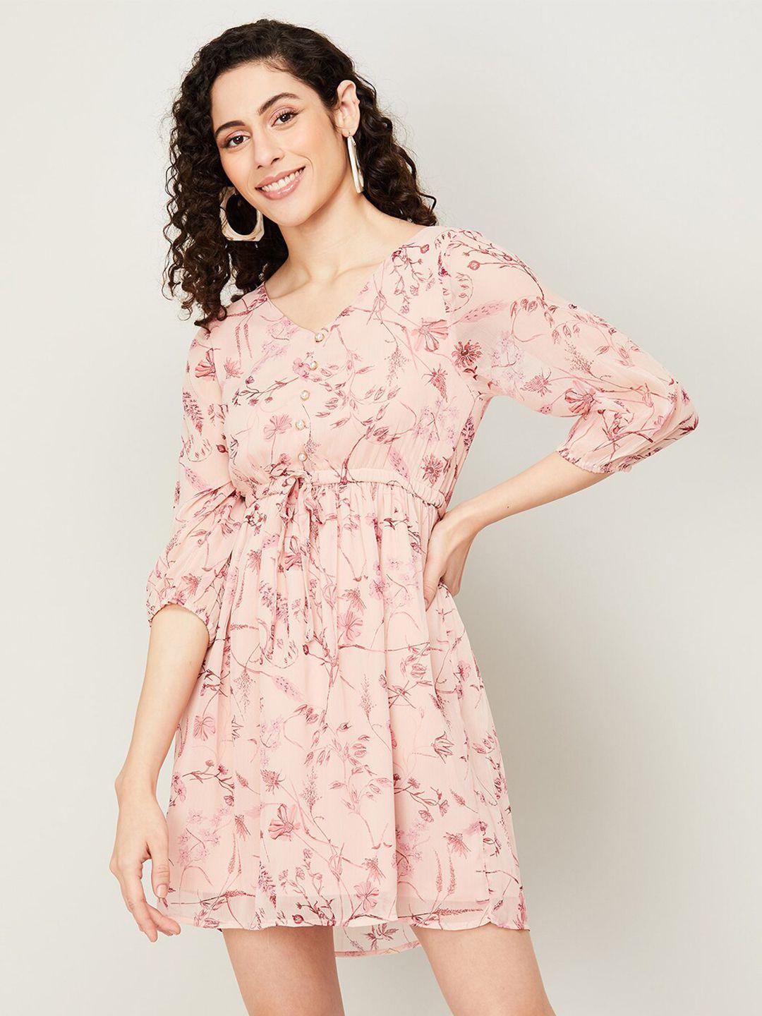 code by lifestyle floral print puff sleeve fit & flare dress