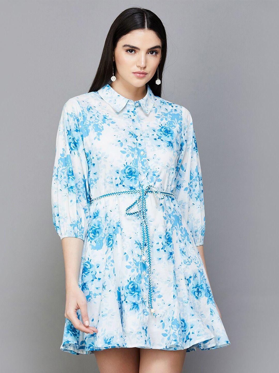 code by lifestyle floral print puff sleeve shirt dress