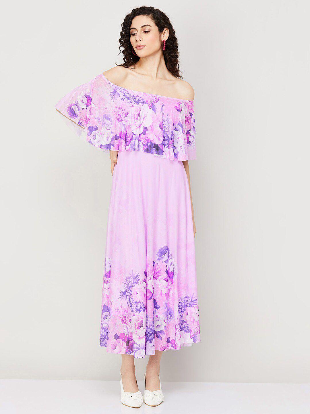 code by lifestyle floral printed off-shoulder maxi dress