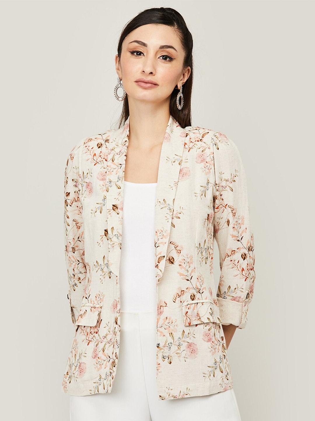 code by lifestyle floral printed open front shrug