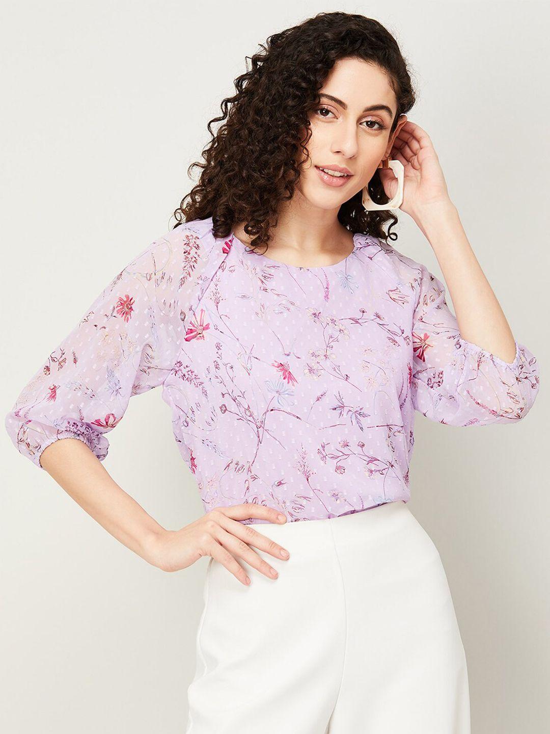 code by lifestyle floral printed puff sleeve top