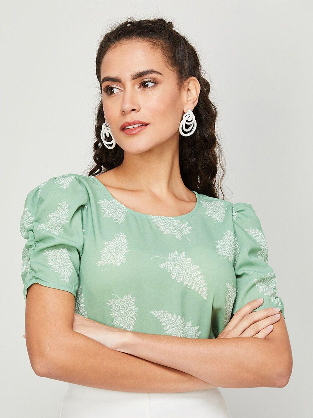 code by lifestyle floral printed ruched sleeves top