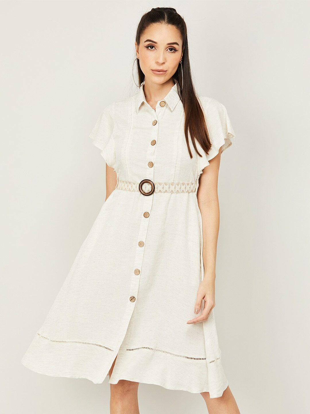 code by lifestyle flutter sleeves shirt dress with belt