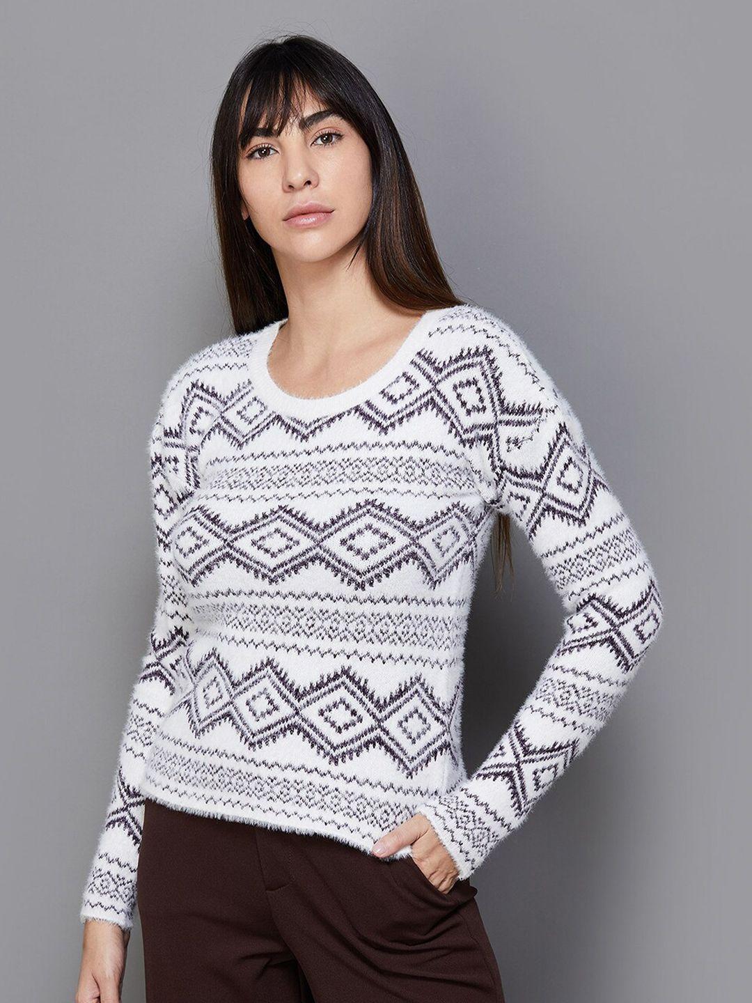 code by lifestyle geometric printed acrylic pullover sweatshirt