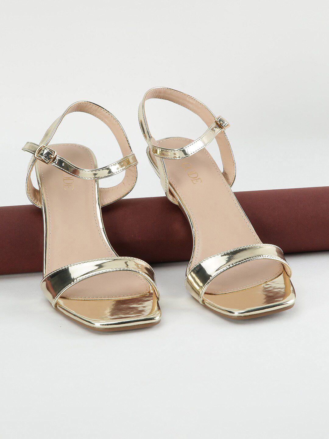 code by lifestyle gold-toned slim heeled sandals