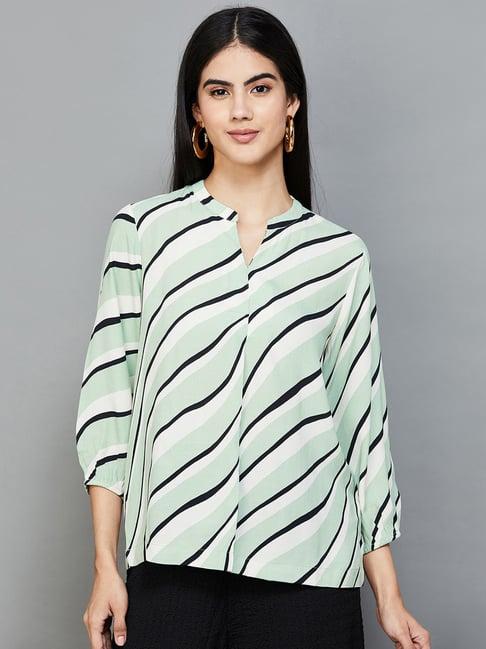 code by lifestyle green printed top