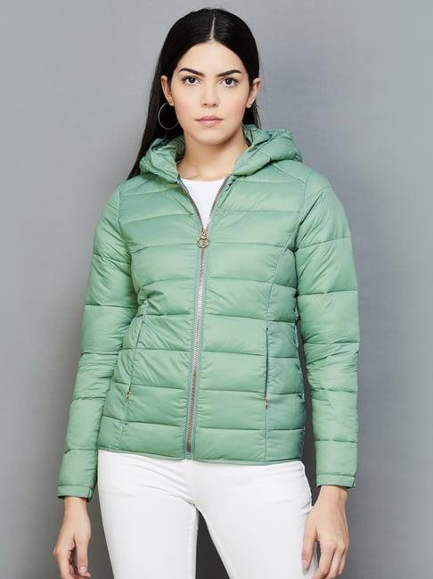 code by lifestyle green regular fit puffer jacket