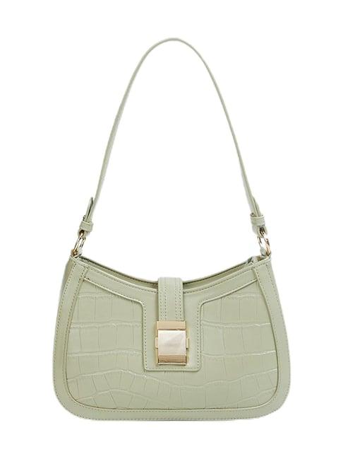 code by lifestyle green textured hobo bag