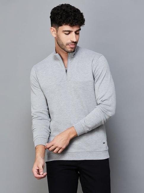 code by lifestyle grey melange regular fit sweatshirt