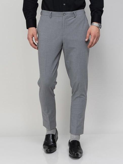 code by lifestyle grey super slim fit texture trousers