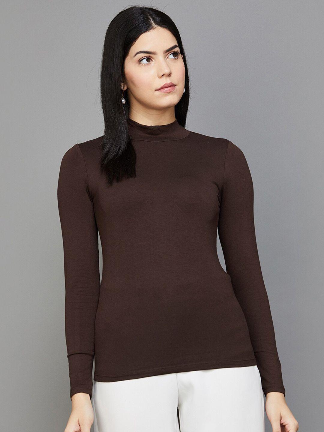 code by lifestyle high neck long sleeves top