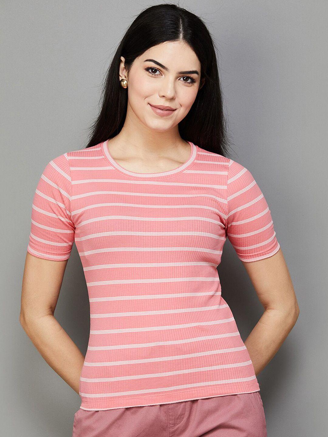 code by lifestyle horizontal striped ribbed fitted top