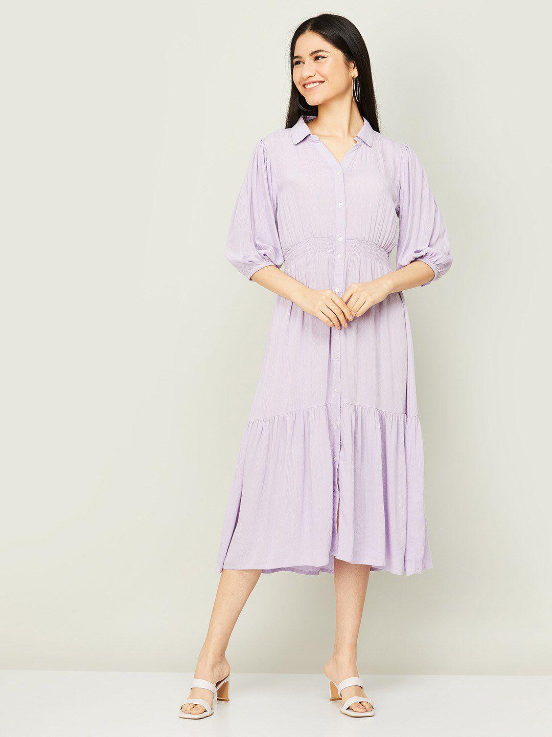 code by lifestyle lavender shirt midi dress