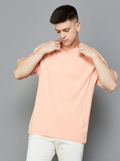 code by lifestyle light pink cotton regular fit t-shirt