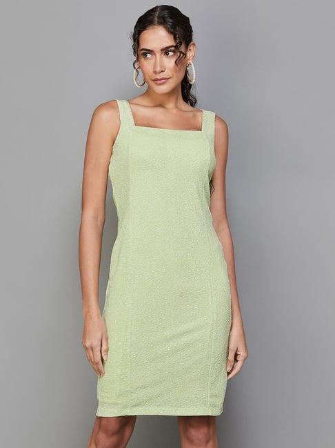 code by lifestyle lime green bodycon dress