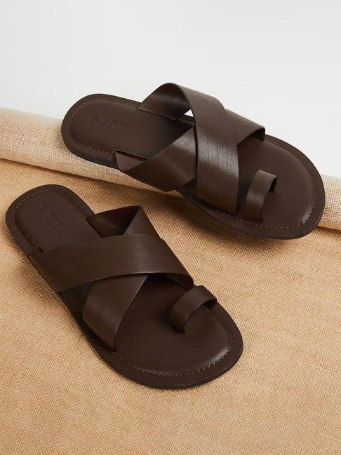 code by lifestyle men's brown toe ring sandals