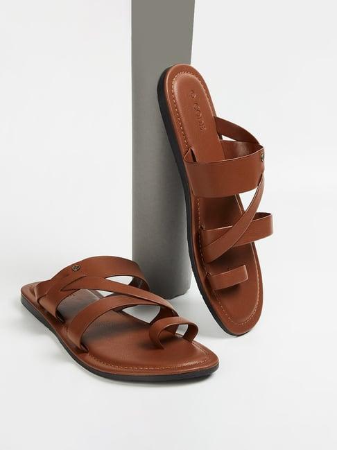 code by lifestyle men's tan toe ring sandals