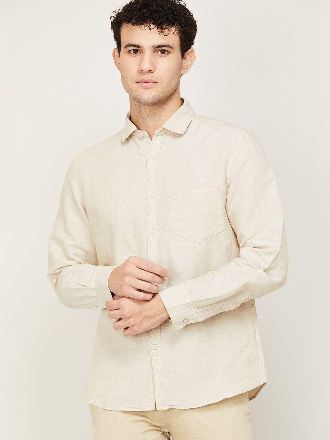 code by lifestyle men beige casual shirt