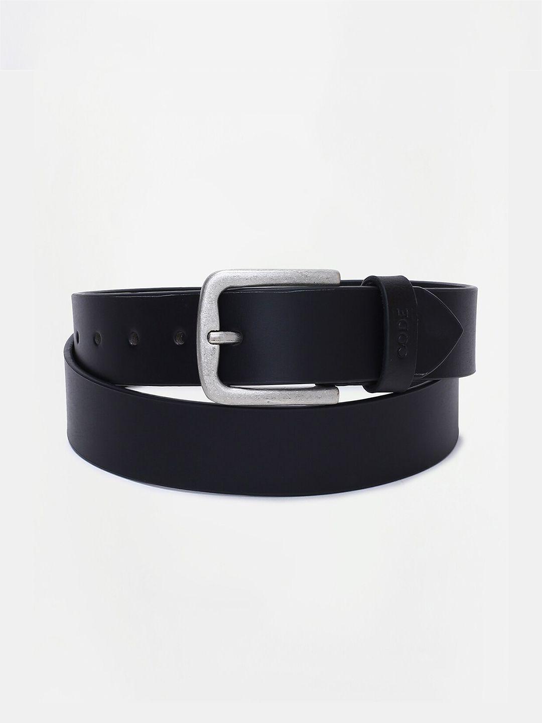 code by lifestyle men black leather formal belt