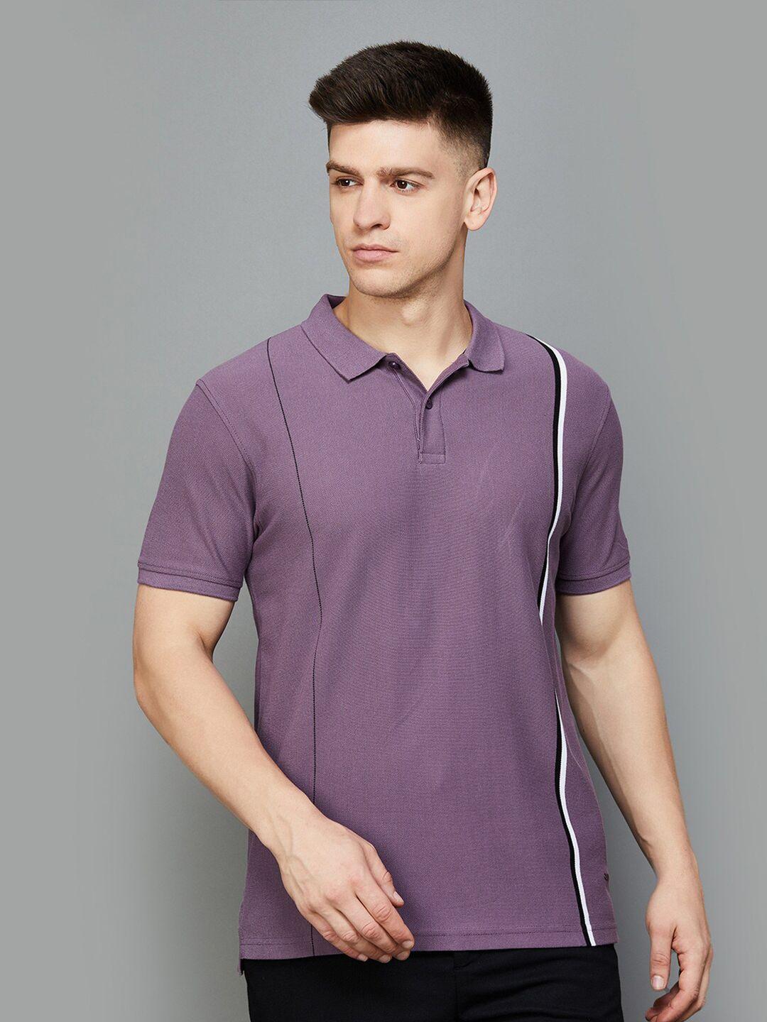 code by lifestyle men colourblocked polo collar pockets t-shirt