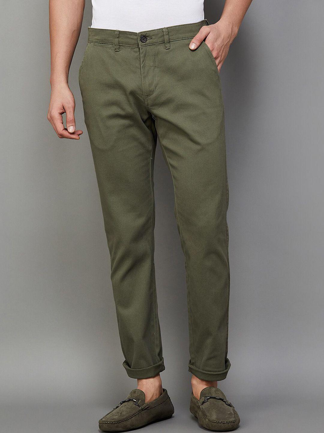 code by lifestyle men green chinos trousers