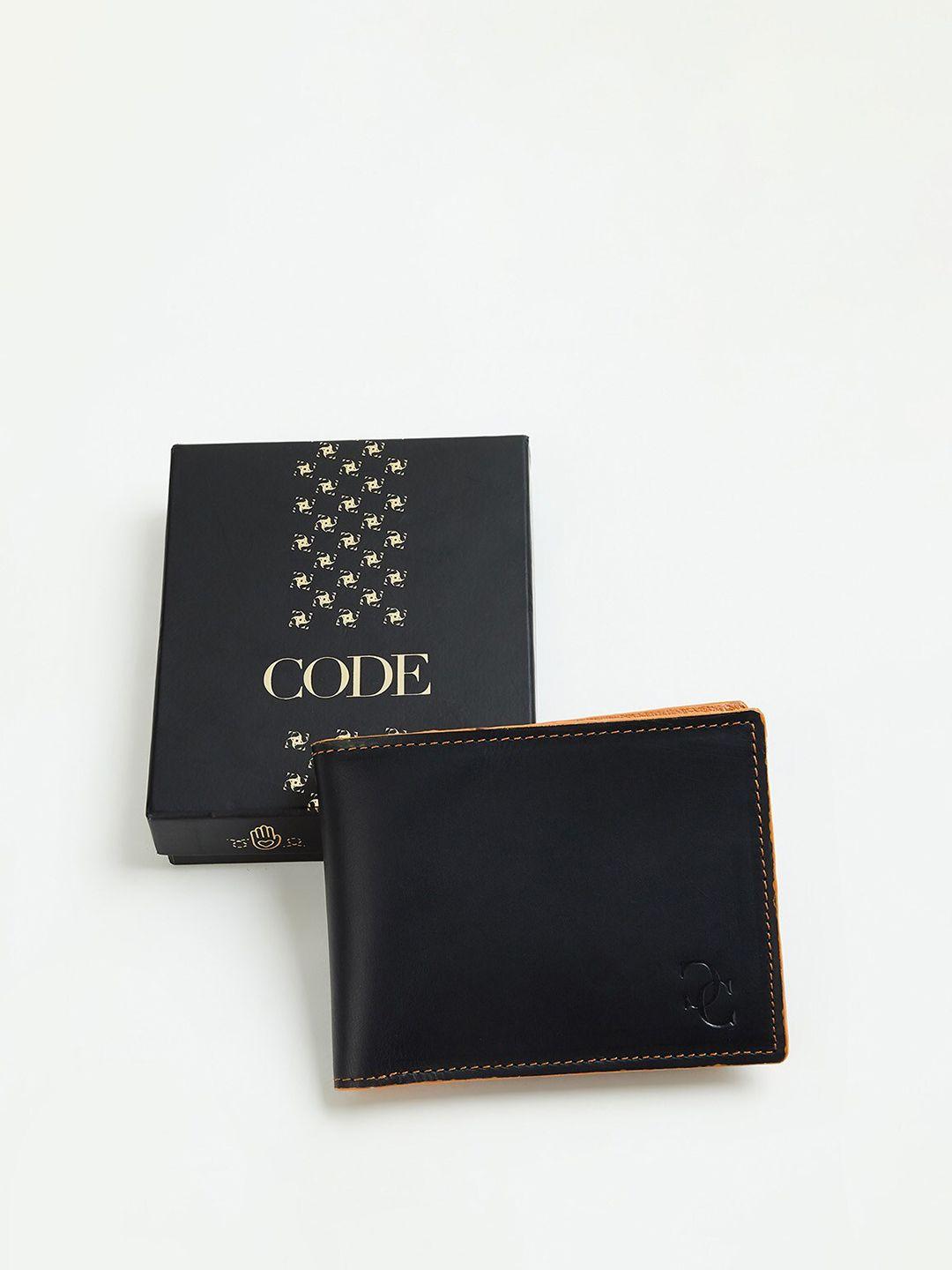 code by lifestyle men leather two fold wallet
