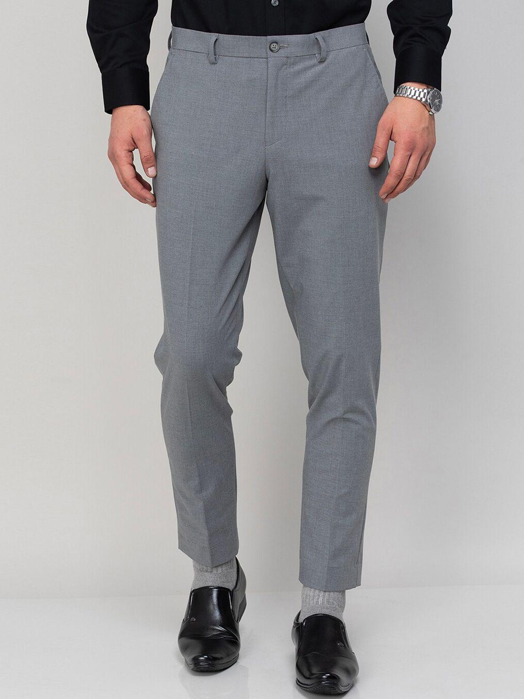 code by lifestyle men mid-rise cotton formal trousers
