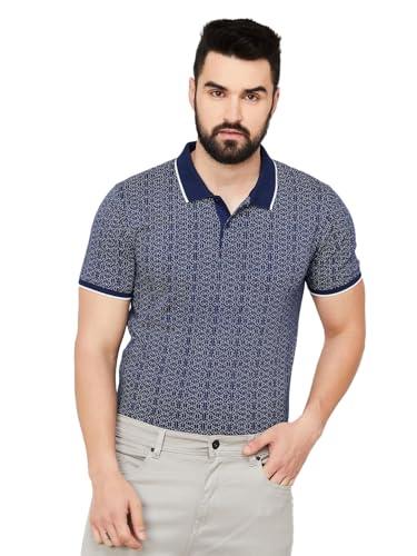 code by lifestyle men navy cotton slim fit printed t shirt_s