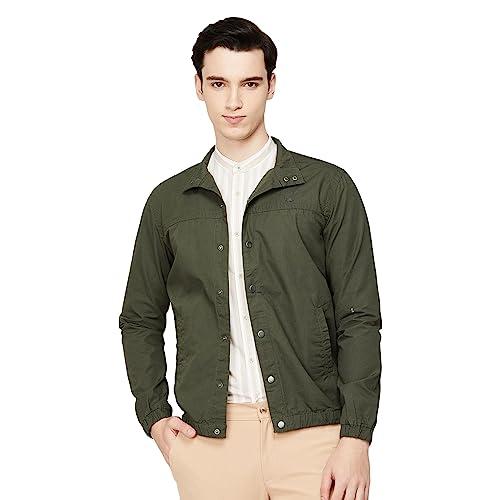 code by lifestyle men olive cotton slim fit solid jacket_l